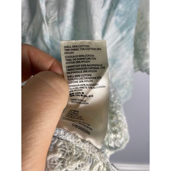 Anthropologie, Size XS, Light Blue & White Tie-Dye Embroidered Boho Blouse, Airy - Picture 4 of 7